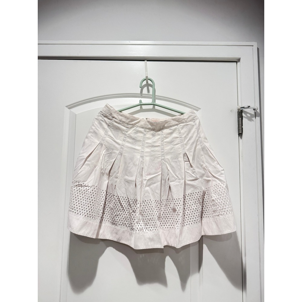 Rebecca Taylor Pleated‎ Mini Skirt Eyelet Detail White Skater Size 6